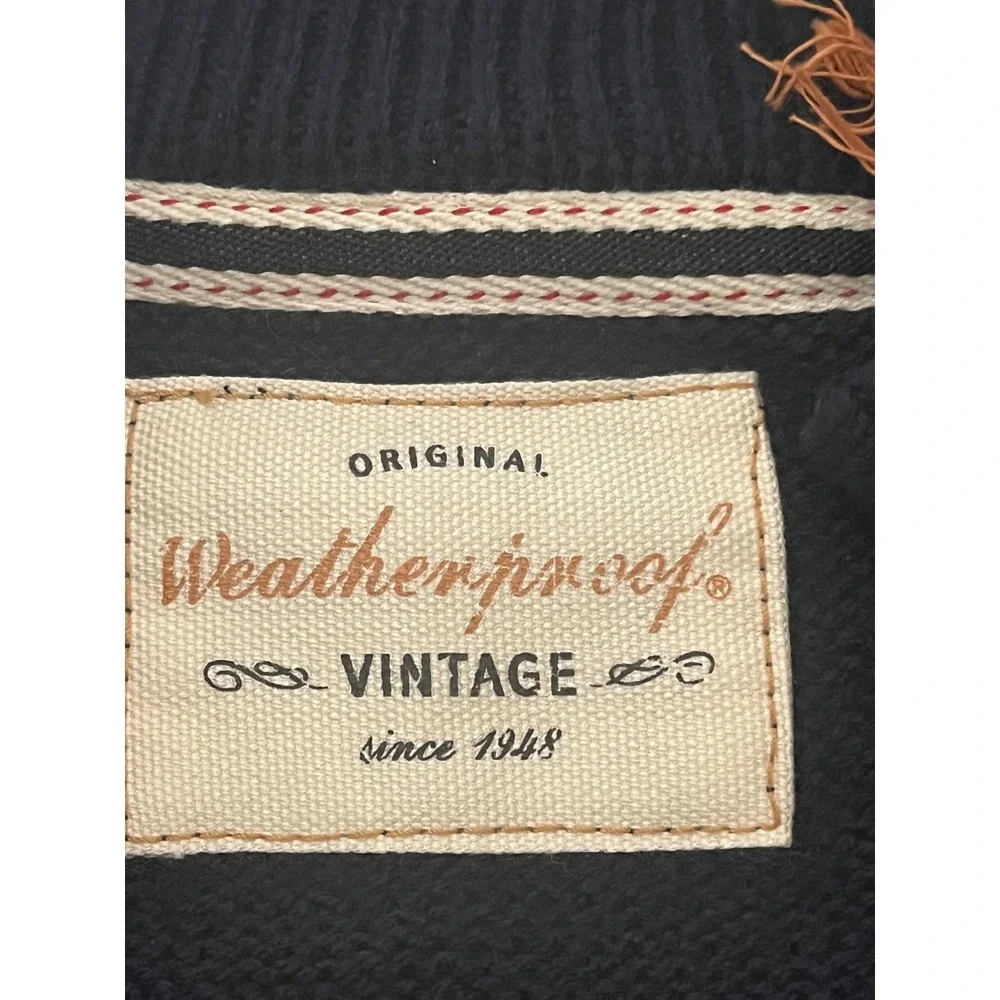 NWT Weatherproof Vintage Mens Dark Indigo Cable Knit Quarter Zip Sweater Sz Lg